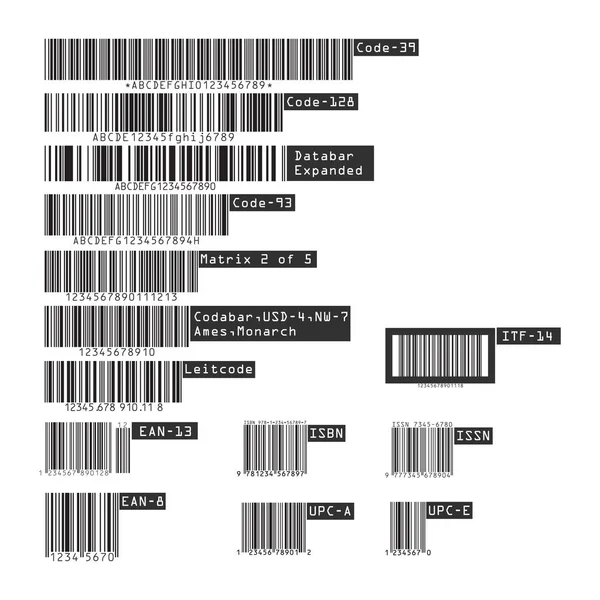 Codes Barres Entreprise Codes Isolés Sur Fond Transparent Vecteur — Image vectorielle