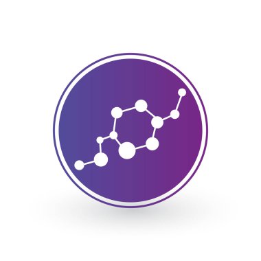 DNA ve molekül simgesini daire içinde. Moleküler yapısı. Tıp, bilim, teknoloji, kimya, biyoteknoloji, hub ağ için şablonu Logo vektör. vektör çizim üzerinde beyaz izole
