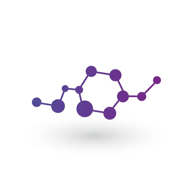 Dna や分子のアイコン 分子構造 バイオ テクノロジー ネットワーク ハブのベクトル テンプレート ロゴです 白で隔離のベクトル図 — ストックベクタ