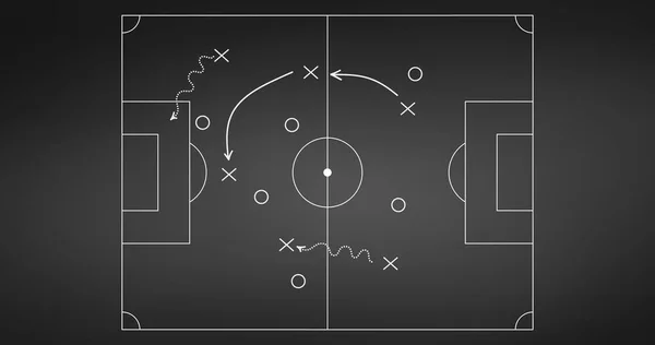 足球或足球比赛战略计划隔离在黑板背景 运动元素 在白色查出的向量例证 — 图库矢量图片