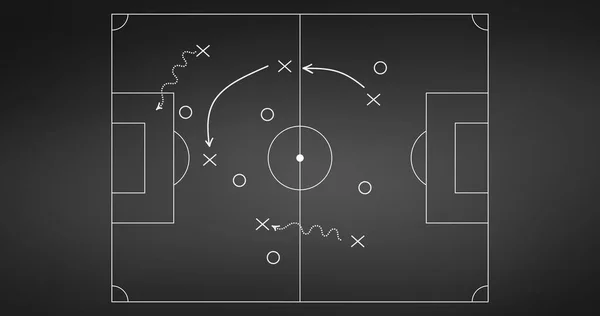 Futebol Futebol Plano Estratégia Jogo Isolado Fundo Quadro Negro Elemento — Vetor de Stock