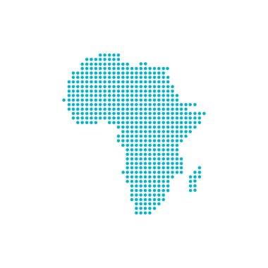 Noktalı Afrika harita, üzerinde beyaz izole vektör çizim