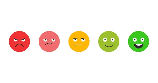 Beoordeling Van Tevredenheid Feedback Vorm Van Emoties Uitstekend Goed Normaal — Stockvector