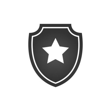 Beyaz izole yıldız, vektör çizim ile kalkan