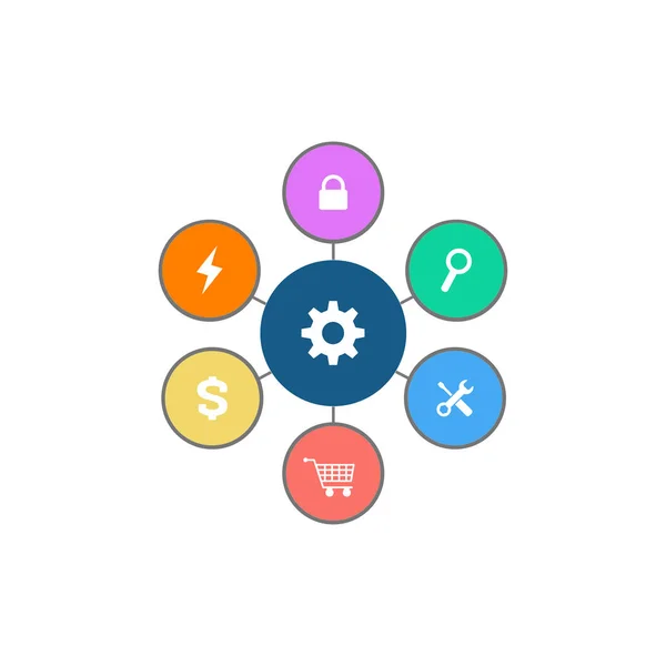 Diagramme Circulaire Avec Six Éléments Modèle Infographique Illustration Vectorielle Isolée — Image vectorielle