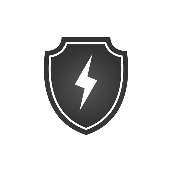 Bliksem Schild Symbool Beschermen Pictogram Vector Logo Sjabloon Vectorillustratie Geïsoleerd — Stockvector