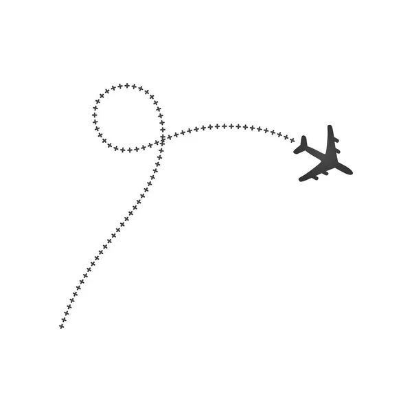 Avion Trajectoire Transversale Sur Blanc Illustration Vectorielle — Image vectorielle