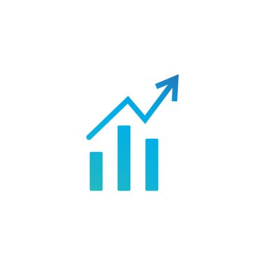 Büyüme vektör diyagramı ile kırmızı ok olacak. Beyaz arka plan üzerinde izole vektör simgesi. Başarı iş sembolü