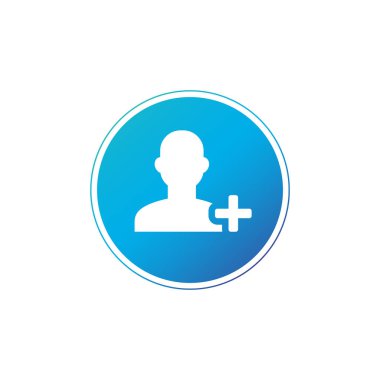 Yuvarlak Kullanıcı simgesi ekleyin. Web ve yazılım arabirimleri için tasarlanmış vektör. Vektör çizim Isolated beyaz