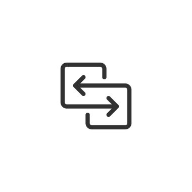 transferi, eşitleme, göç veri için siyah yön okları. Rating köprü veya exchange conept. beyaz izole doğrusal logo grafik sanat tasarım.
