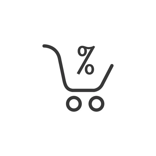 Vector Supermarket Shopping Cart Percentage Sign Sale Концепция Больших Скидок — стоковый вектор