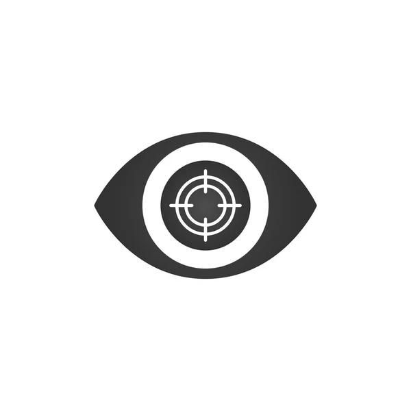 Augenfokus flaches Symbol mit Ziel, Vektordarstellung isoliert auf weißem Hintergrund. — Stockvektor
