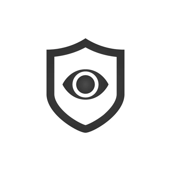 Ασπίδα με το μάτι, ασφαλής προστασία. Εικονογράφηση διάνυσμα που απομονώνονται σε λευκό φόντο. — Διανυσματικό Αρχείο