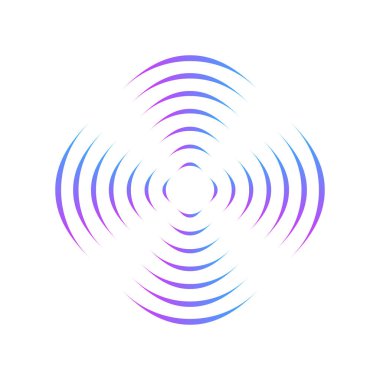 Desen dönen pervane için simetrik geometrik süsleme ile. Degrade daire satırları. 3D optik illüzyon etkisi. Vektör çizim üzerinde beyaz izole