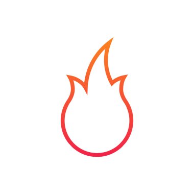 Ateş veya basit bir Logo alev. Beyaz arka plan üzerinde izole vektör çizim.