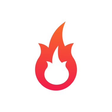 Ateş veya basit bir Logo alev. Beyaz arka plan üzerinde izole vektör çizim.