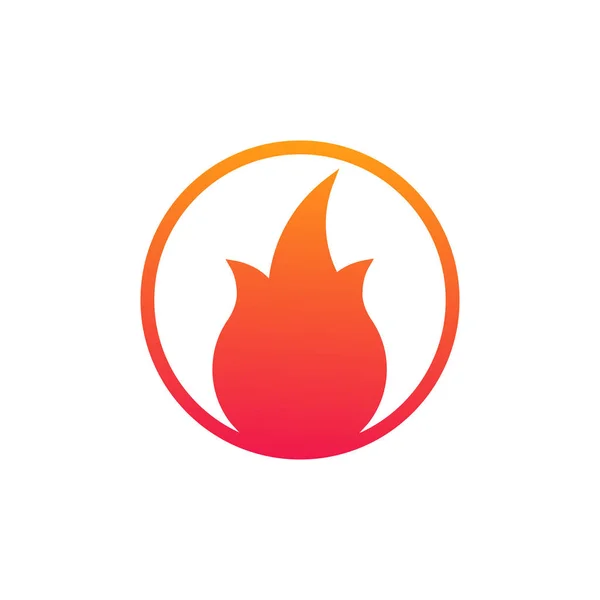 Fire or flame in circle simple Logo. Vector illustration isolated on white background.