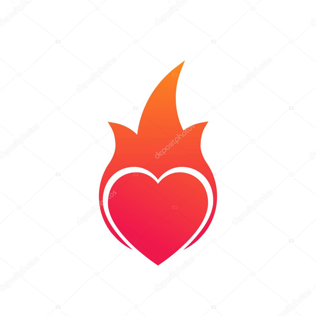 Flame heart icon modern symbol for graphic and web design. Hot love. Vector illustration isolated on white background.