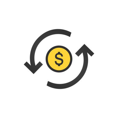 Daire ok simgesi simgesini Doları. banka, para birimi, para, ücret, exchange, finans, kredi, ödeme simge vektör çizim