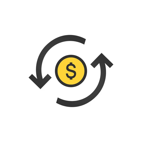 Ícone de dólar no ícone de seta círculo. banco, moeda, dinheiro, carga, câmbio, finanças, crédito, ilustração do vetor do símbolo do pagamento — Vetor de Stock