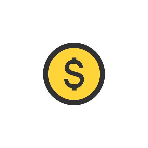 Geld-Symbol, Dollar-Symbol im Kreis. Bargeld- oder Münzabbildung. Währung finanzielle Ikone. Vektor-Illustration isoliert auf weißem Hintergrund. — Stockvektor