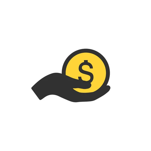 Guadagna icona vettoriale denaro, simbolo di stipendio. Condividere mano o dare soldi. concetto di decima. Illustrazione vettoriale isolata su sfondo bianco . — Vettoriale Stock