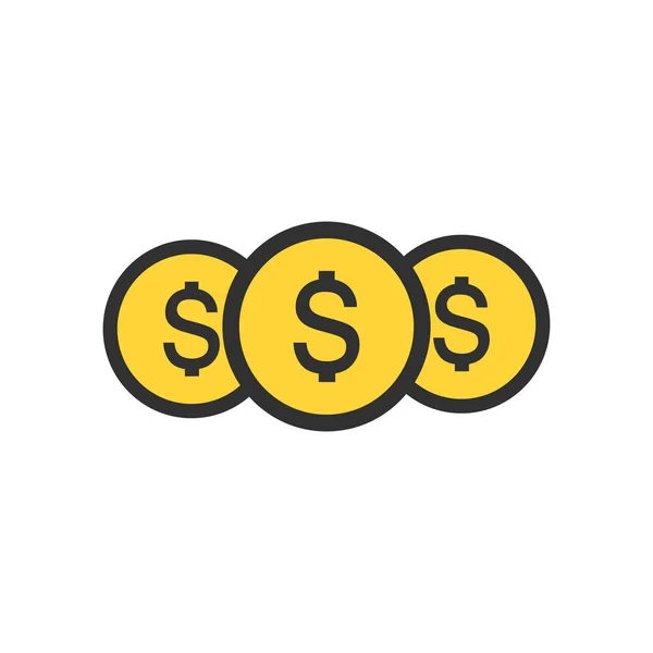 Εικονίδιο χρήματα, δολάριο σύμβολο στον κύκλο. μετρητά ή κέρμα εικονογράφηση. νόμισμα οικονομική εικόνα. Εικονογράφηση διάνυσμα που απομονώνονται σε λευκό φόντο. — Διανυσματικό Αρχείο