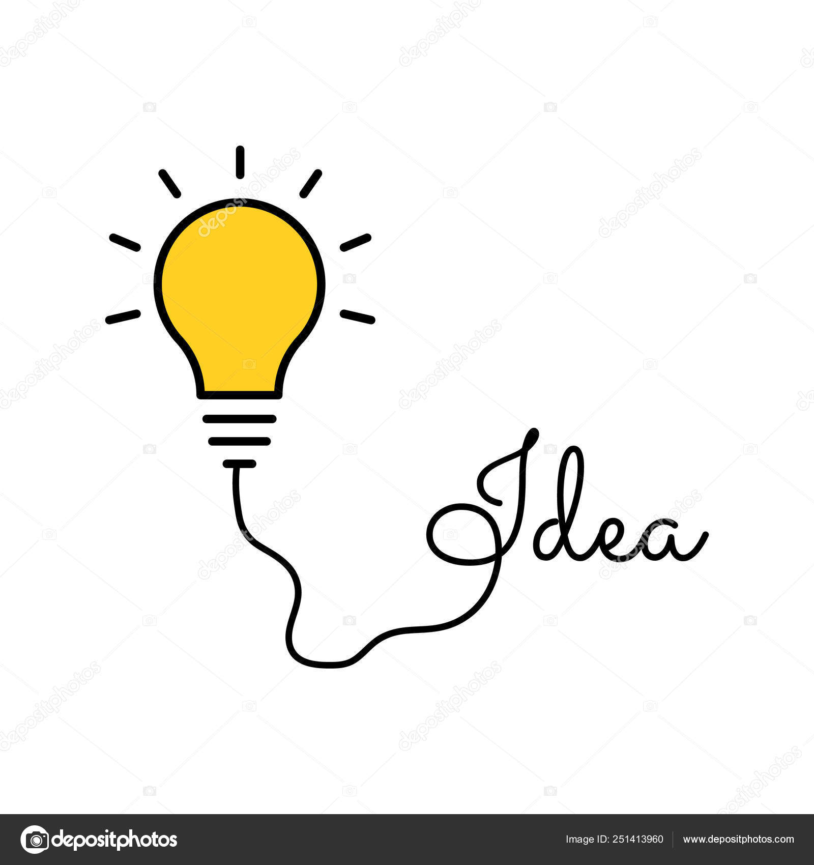 灯泡轻的想法。大思想的理念激励创新、发明、有效思考。开始思考过程。头脑风暴的概念. 图库矢量图©kyryloff 251413960, image size:1600x1700