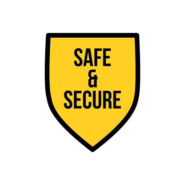 Żółta Tarcza szablon projektu ikona logo bezpieczne i zabezpieczone, ochrona prywatności lub koncepcji bezpieczeństwa. Wektor ilustracja na białym tle. — Wektor stockowy