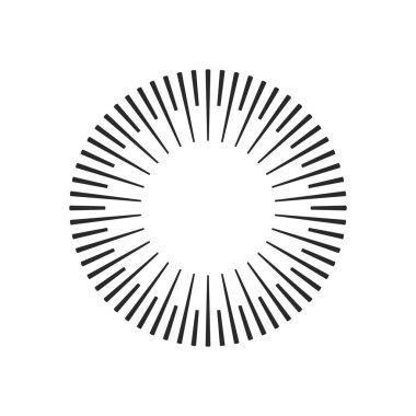 Veri bloğu, kirişler, geometrik tasarım daireler ışınları. Beyaz arka plan üzerinde izole vektör çizim.