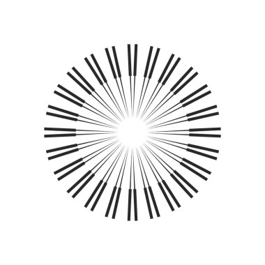 Veri bloğu, kirişler, geometrik tasarım daireler ışınları. Beyaz arka plan üzerinde izole vektör çizim.