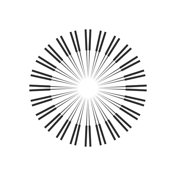 Έκρηξη, ακτίνες, ακτίνες γεωμετρικό σχέδιο κύκλους. Εικονογράφηση διάνυσμα που απομονώνονται σε λευκό φόντο. — Διανυσματικό Αρχείο