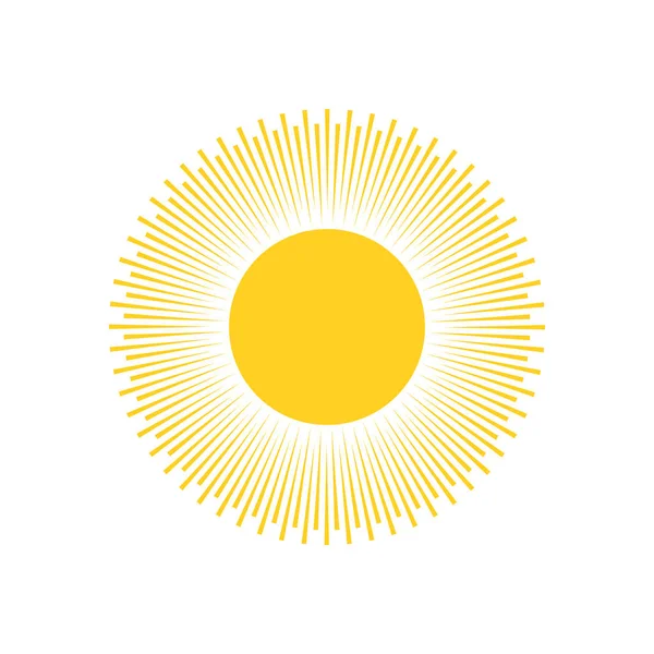 Ícone ou logotipo amarelo da explosão do sol. Luz solar plana simples moderna, sinal. Negócio, conceito de internet. Símbolo de verão vetorial na moda. Logo Ilustração vetorial isolada sobre fundo branco . —  Vetores de Stock