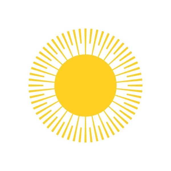 노란 태양 아이콘 또는 로고 버스트. 현대의 간단한 평면 햇빛, 기호 비즈니스, 인터넷 개념입니다. 트렌디한 벡터 여름 기호입니다. 흰색 배경에 고립 로고 벡터 일러스트 레이 션. — 스톡 벡터