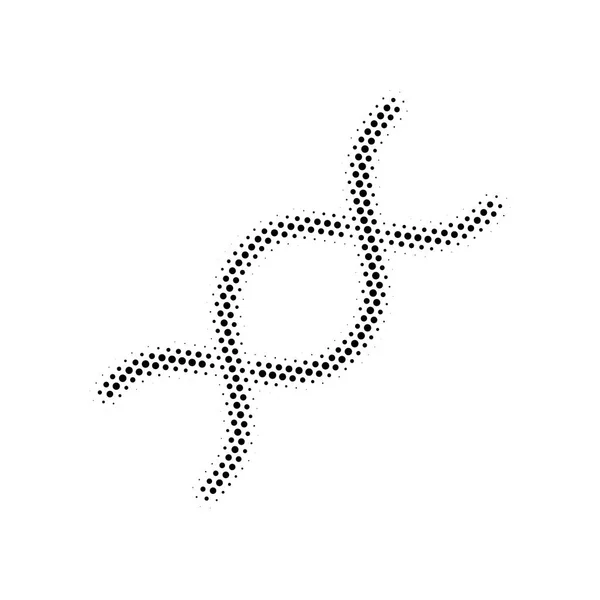 Ikonka polotónového vektoru. Styl obrázku je tečkovaná ikononová DNA spirála symbol ikony na bílém pozadí. Vektorová ilustrace izolovaná na bílém pozadí — Stockový vektor