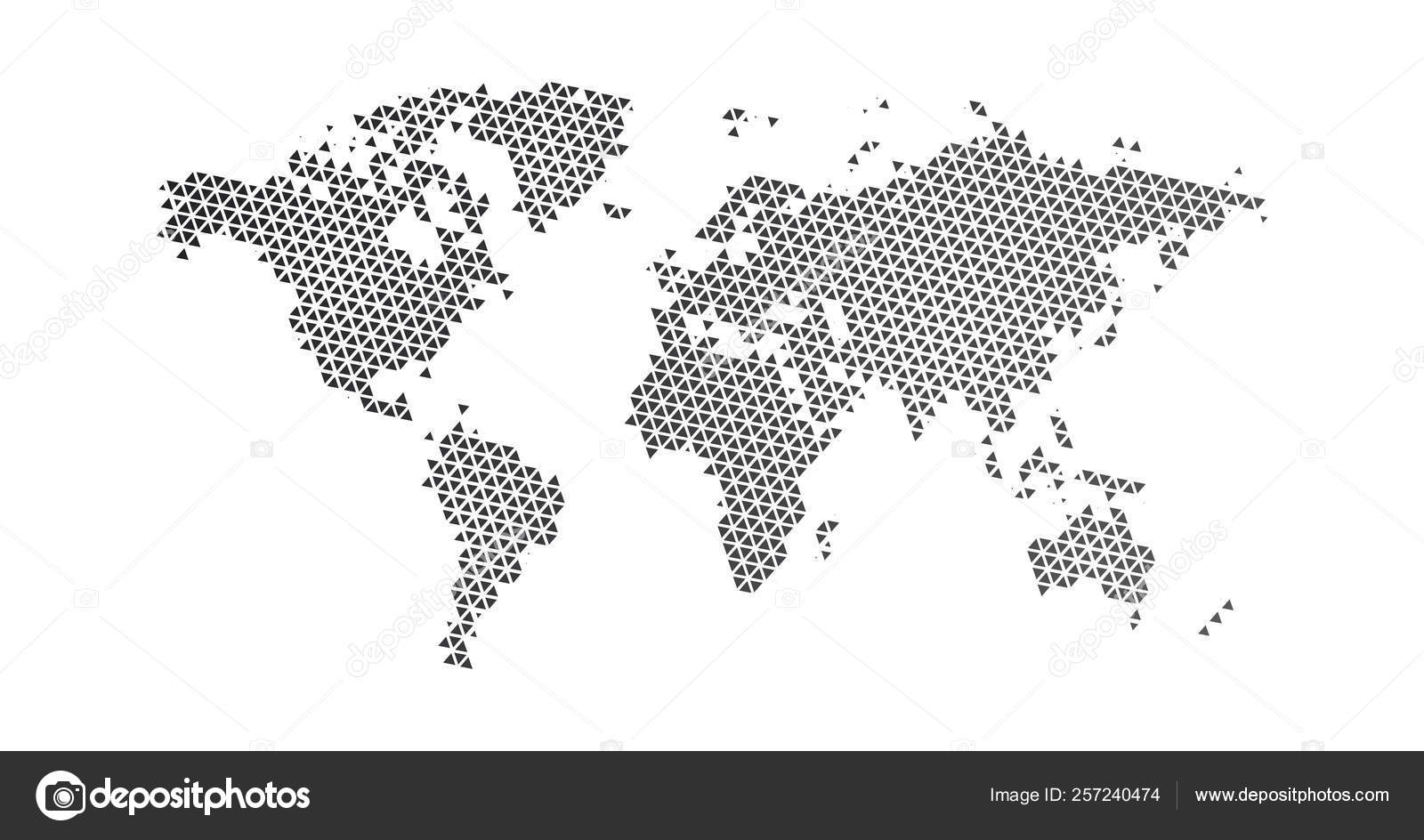 黒のハーフトーントライアングル点線の世界地図 ベクターイラスト 平らな設計の点線の地図 白い背景に孤立したベクトルイラスト ストックベクター C Kyryloff
