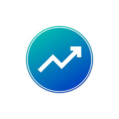 Grafik, diyagram. Modern yuvarlak düz simgesi ile mavi daire beyaz sembolü . Büyüme ve başarı kavramı. Beyaz arka planda yalıtılmış vektör çizimi