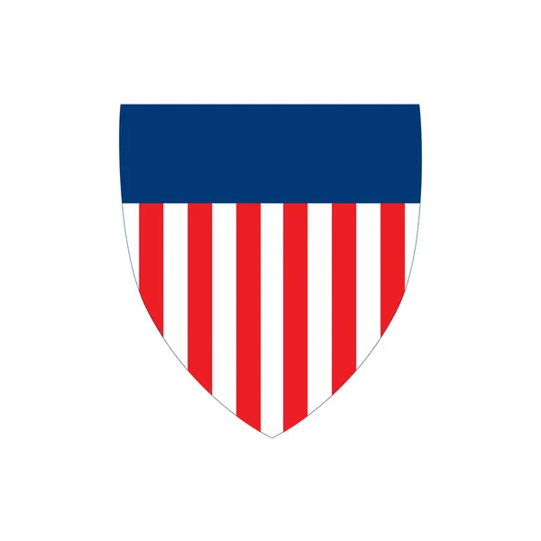 Abzeichenschild der amerikanischen Flagge mit Streifen, Konzept zum Unabhängigkeitstag, Vektordarstellung isoliert auf weißem Hintergrund — Stockvektor