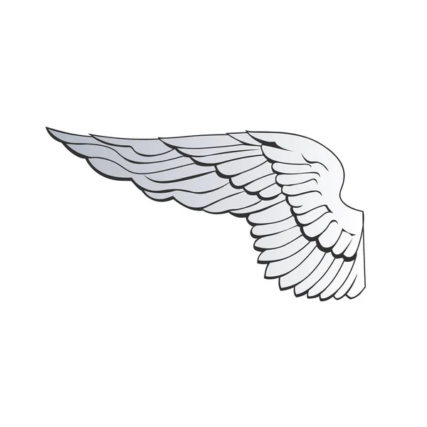 Desplegar ala de águila o ala de ángel. Ilustración vectorial aislada sobre fondo blanco — Vector de stock
