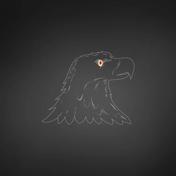 American Bald Eagle lub Hawk Head maskotka Graphic, ptak stoi stronie. Grafika w koszulce. Ilustracja wektorowa na białym tle — Wektor stockowy