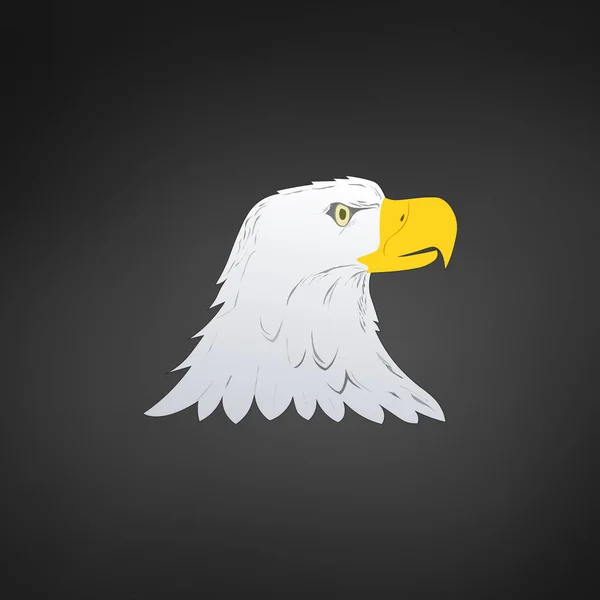 American Bald Eagle lub Hawk Head maskotka Graphic, ptak stoi stronie. Grafika w koszulce. Ilustracja wektorowa na białym tle — Wektor stockowy