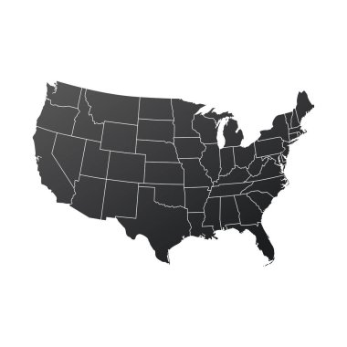 Map of USA in black color. Vector illustration isolated on white background clipart