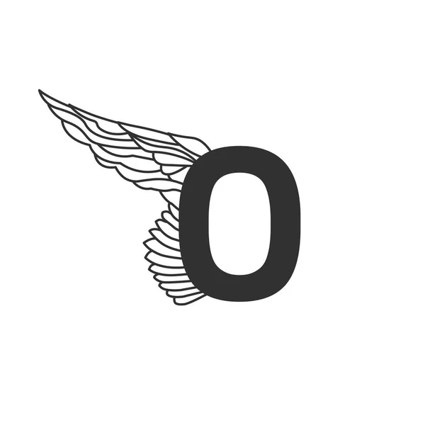 Elegant dynamic letter O with wing. Linear design. Can be used for tattoo, any transportation service or in sports areas. Vector illustration isolated on white background — Stock Vector