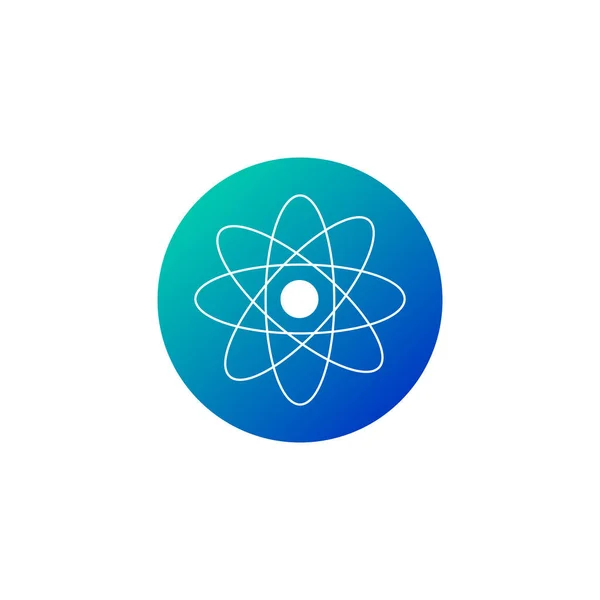Atom és szív alakú ikon kék gradiens kört. Vektoros illusztráció izolált fehér háttér — Stock Vector