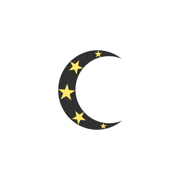 Maan met sterren pictogram vector illustratie op witte achtergrond. — Stockvector