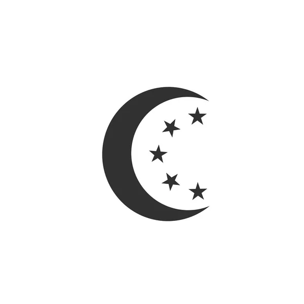 Φεγγάρι και αστέρια σε κύκλο. Σεληνόφως. Απεικόνιση διανύσματος απομονωμένη σε λευκό φόντο. — Διανυσματικό Αρχείο