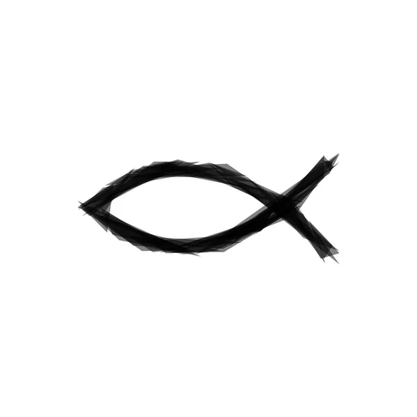 Symbol křesťanské ryby ručně malované, inkoustové ryby, křesťanský znak víry, izolovaný na bílém pozadí. Vektorová ilustrace. — Stockový vektor