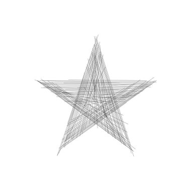 El çizilmiş çizgi stilinde çizgi yıldızı simgesi veya logosu. Beyaz arka planda yüksek kaliteli işaret ve sembol. Vektör piktogramı