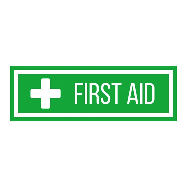 Green First Aid sign in square. flat vector icon for apps, website, labels, signs, stickers. Vector illustration isolated on white background — Stock Vector