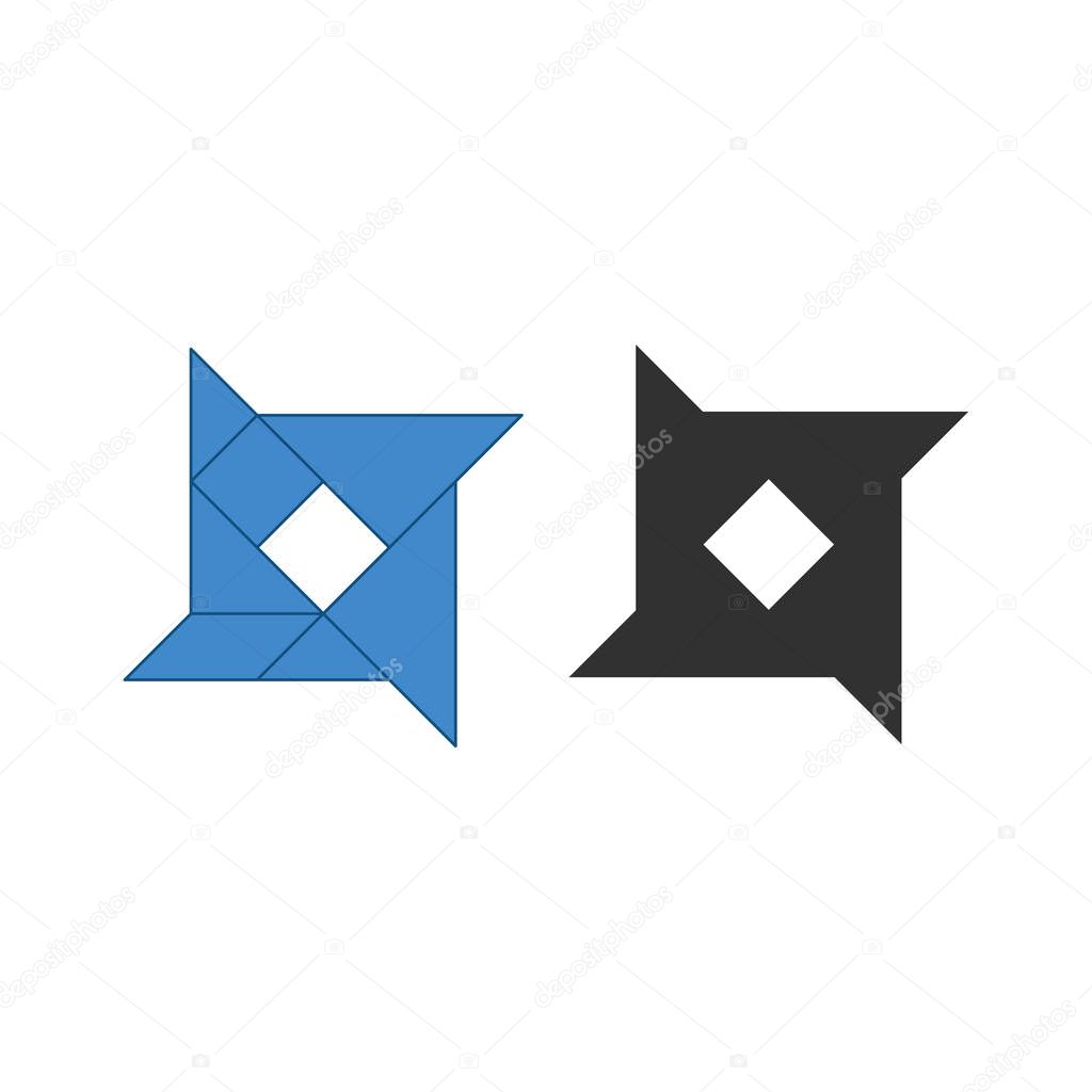 Star shape Tangram. Traditional Chinese dissection puzzle, seven tiling pieces - geometric shapes: triangles, square rhombus , parallelogram. Board game for kids that helps to develop analytical skills.